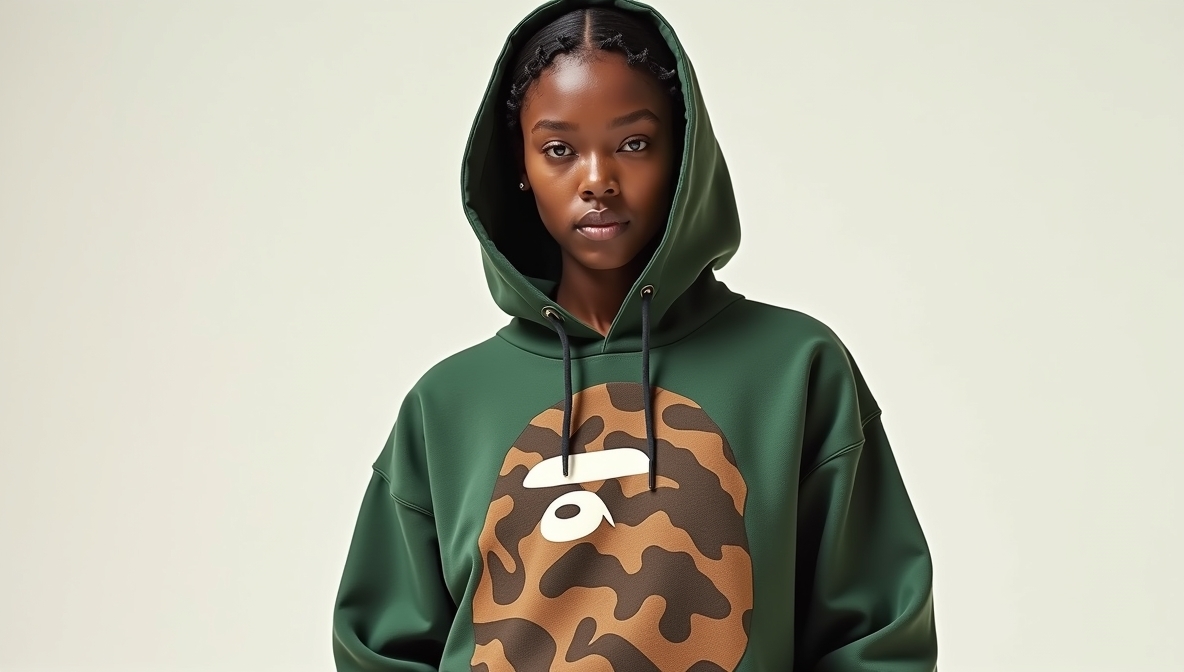 Studio banner with BAPE hoodies displayed side-by-side